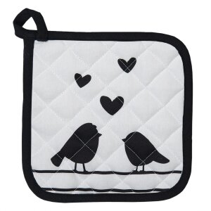 Clayre & Eef lbs45 Potholder White, Black 20x20 cm