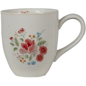 Clayre & Eef LRCMU Mug 12x8x9 cm - 300 ml Beige Flowers