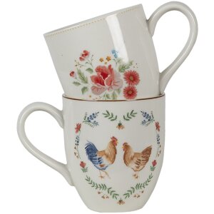 Clayre & Eef LRCMU Mug 12x8x9 cm - 300 ml Beige Flowers