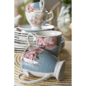 Clayre & Eef PECMU Mug 11x8x10 cm - 300 ml Blue Flowers