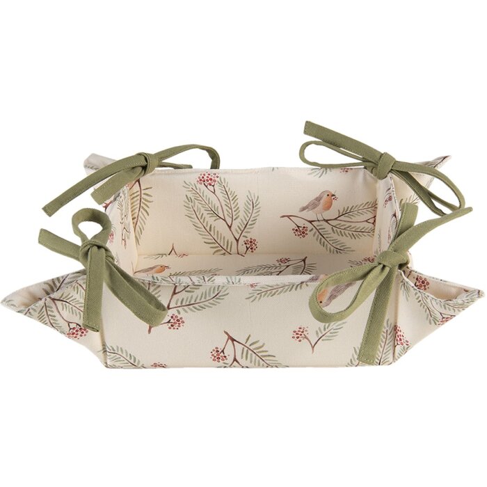 Clayre & Eef VGP47 Bread Basket 35x35x8 cm Cream Christmas Motif