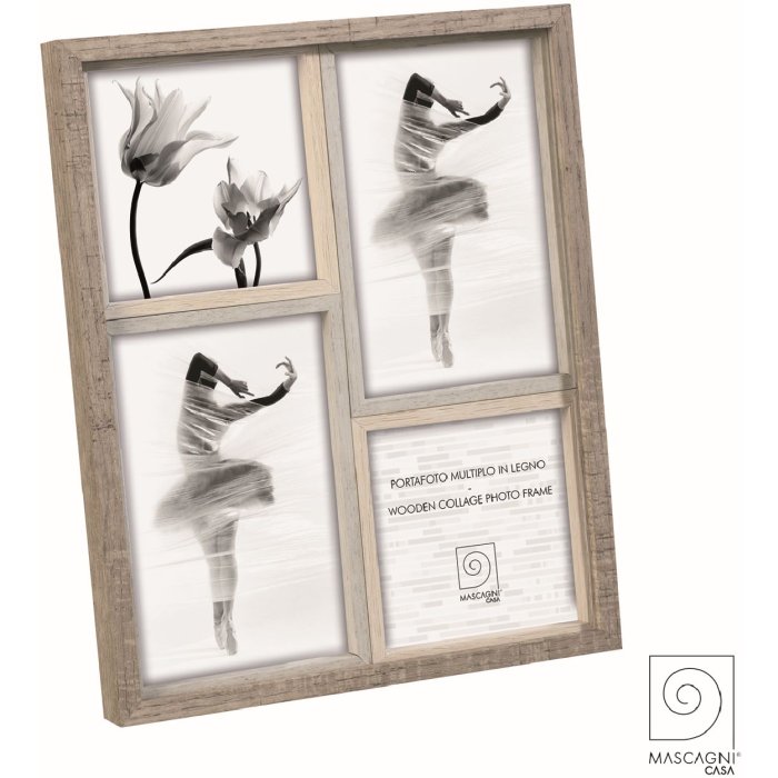 Mascagni A1234 Collage frame wood 2 photos 10x10 cm, 2 photos 10x15 cm (22x27 cm)