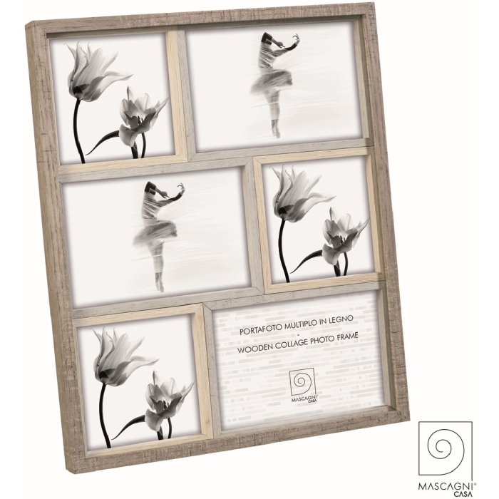 Mascagni A1235 Collage frame wood for 3 photos 10x10 and 3 photos 10x15 (27x32 cm)