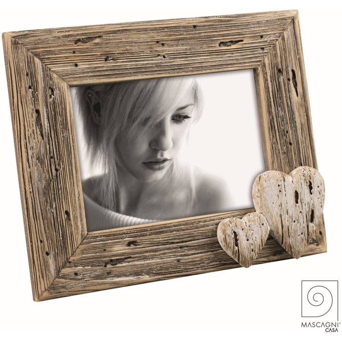 Mascagni A1268 Beach wooden photo frame with hearts walnut 13x18 cm