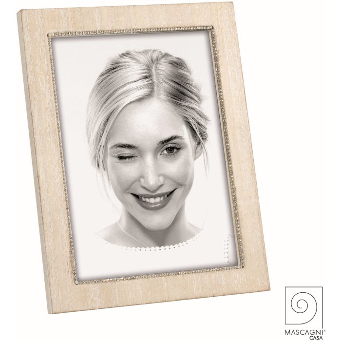 Mascagni A1329 Photo frame wood rhinestone white oak 13x18 cm