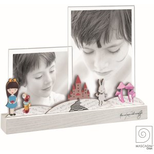 Mascagni A1366-2 Double photo frame wood acrylic 10x10 cm...