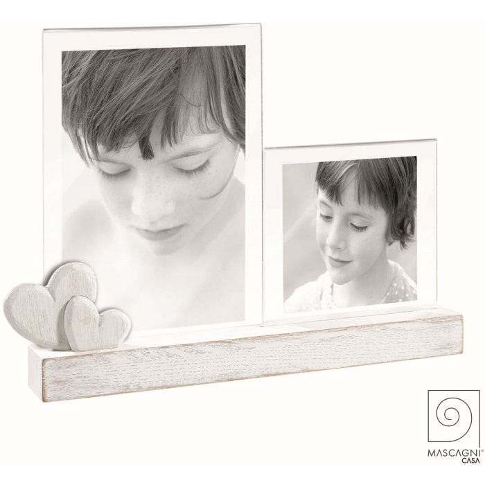 Mascagni A1427-2 Double photo frame wood acrylic 10x10 cm and 13x18 cm