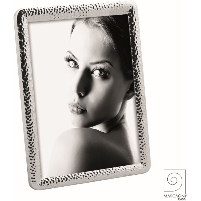 Mascagni A1468 Metal Portrait Frame Hammered 13x18 cm silver glossy