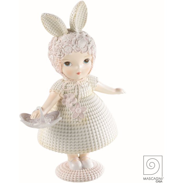 Mascagni A1526 Girl resin figurine with flower hat 19,5x13x29,5 cm