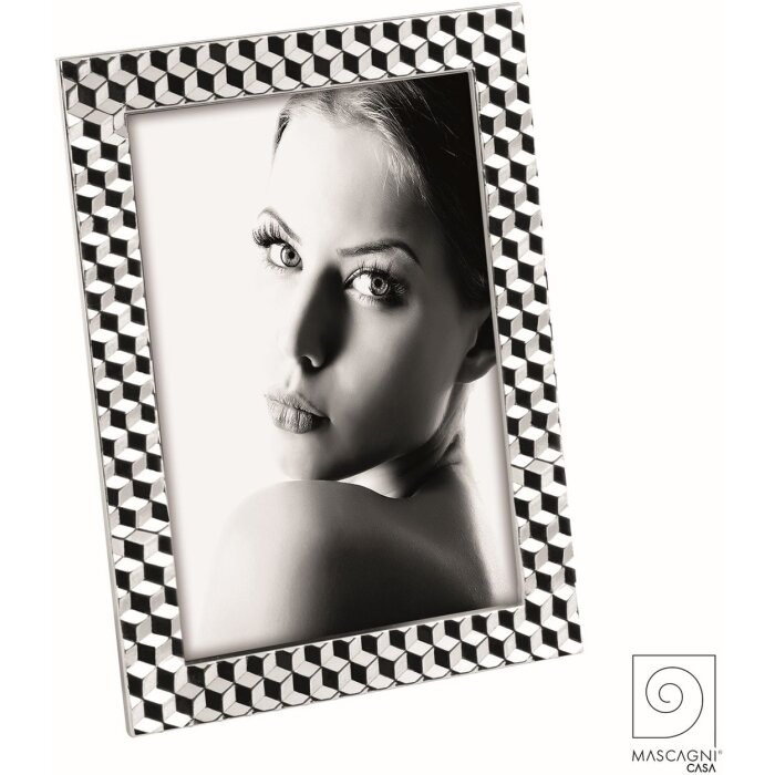 Mascagni A1531 Metal Portrait Frame Geometric 13x18 cm silver glossy