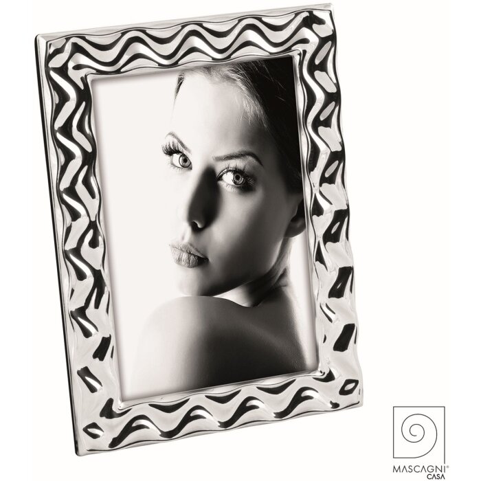 Mascagni A1532 Metal Portrait Frame Geometric 13x18 cm silver glossy