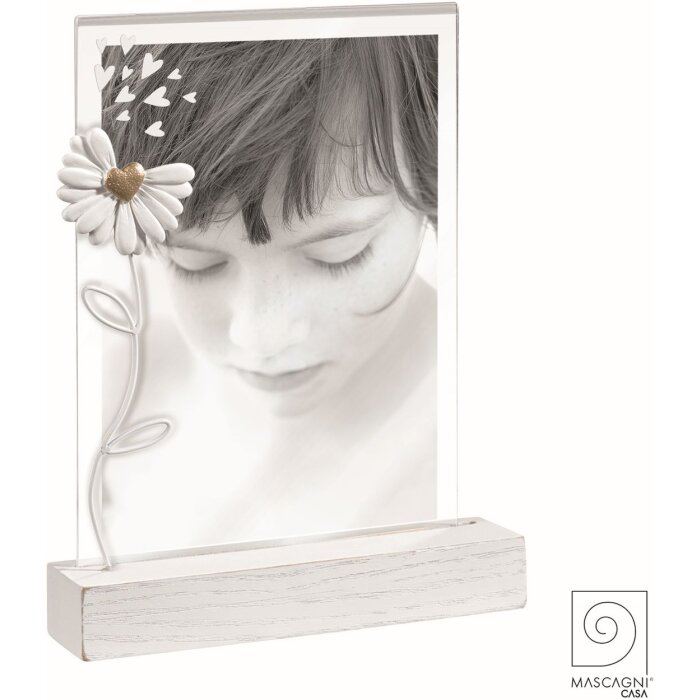 Mascagni A1539 Photo frame acrylic resin flower wooden base 13x18 cm