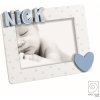 Mascagni A1547 Photo Frame Wood 44 MDF Letters Sticker Blue 13x18 cm