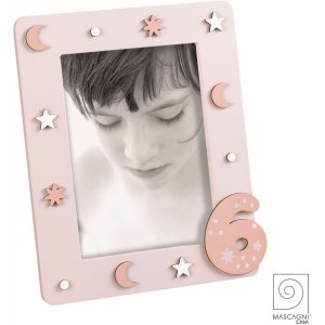 Mascagni A1548 Wooden photo frame with 8 MDF numbers Pink...