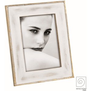 Mascagni A1565 Photo frame wood brushed white-gold 13x18 cm