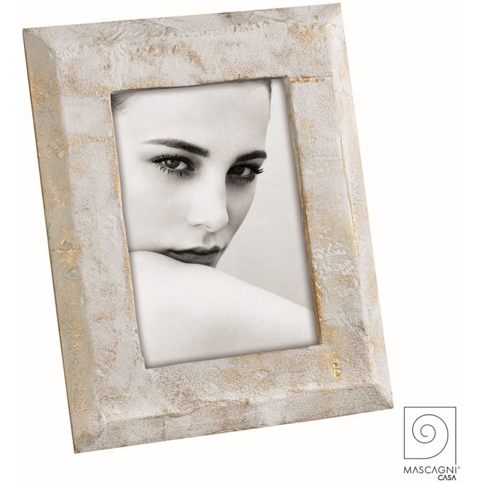 Mascagni A1566 Photo frame wood brushed white-gold 13x18 cm