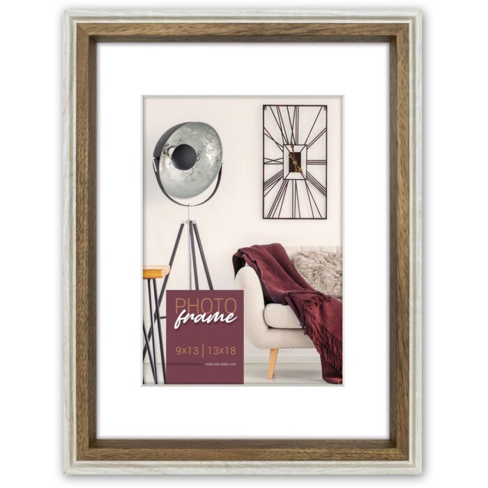 ZEP Picture Frame Palmi white 13x18 cm with passepartout 9x13 cm