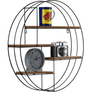 Henzo wall shelf 50x50x10 cm round metal wood look easy...