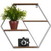 Henzo Wall shelf 44,5x50x10 cm Black Brown Metal Wood Modern