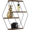 Henzo Wall shelf 44,5x50x10 cm Black Brown Metal Wood Modern