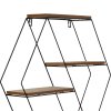 Henzo Wall shelf 44,5x50x10 cm Black Brown Metal Wood Modern