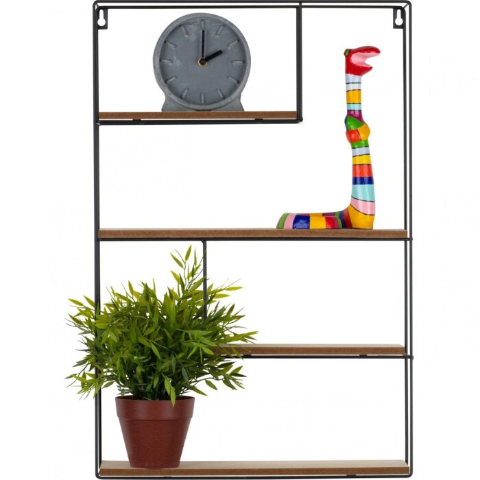 Henzo wall shelf black natural wood 40x60x10 cm Minimalist design