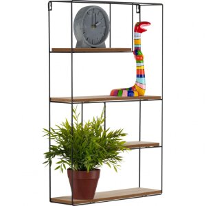 Henzo wall shelf black natural wood 40x60x10 cm...