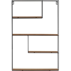 Henzo wall shelf black natural wood 40x60x10 cm Minimalist design