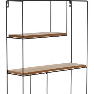 Henzo wall shelf black natural wood 40x60x10 cm Minimalist design