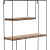 Henzo wall shelf black natural wood 40x60x10 cm Minimalist design