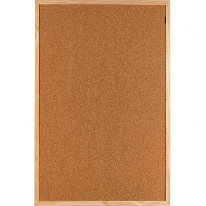 Henzo pin board natural cork wooden frame 60x90 cm for office kitchen classroom