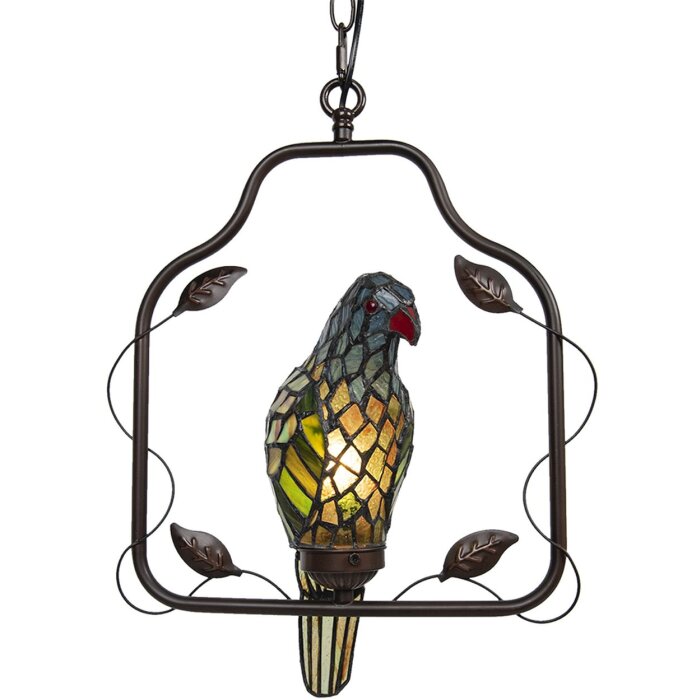 Clayre & Eef 5ll-6059 Ceiling Lamp Tiffany Parrot Multicolor