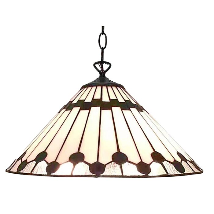 Clayre & Eef 5ll-6176 Hanging Lamp Tiffany White, Brown ø 40 cm E27-max 1x60W