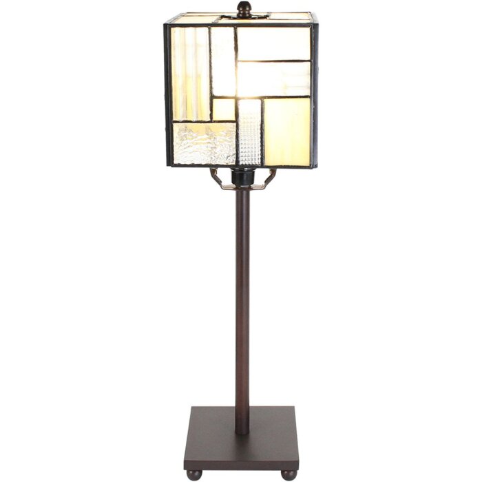 Clayre & Eef 5ll-6190 Tiffany Table Lamp Grey, White 13x13x28 cm E14-max 1x25W