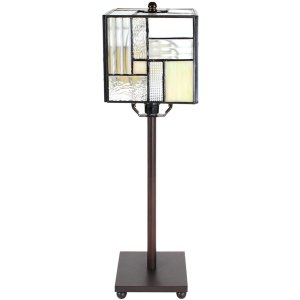 Clayre & Eef 5ll-6190 Tiffany Table Lamp Grey, White 13x13x28 cm E14-max 1x25W