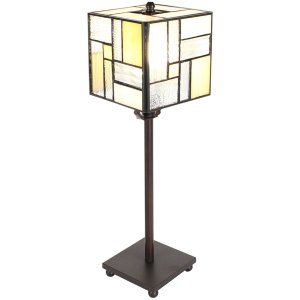 Clayre & Eef 5ll-6190 Tiffany Table Lamp Grey, White 13x13x28 cm E14-max 1x25W