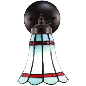 Clayre & Eef 5ll-6206 Tiffany Wall Lamp Blue, Red 17x12x23 cm E14-max 1x40W