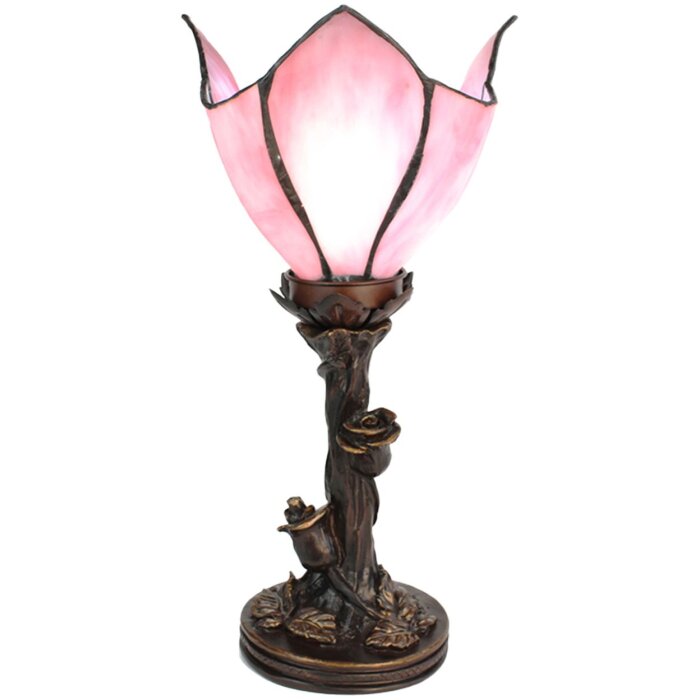 Clayre & Eef 5ll-6232 Tiffany table lamp flower pink ø 18x32 cm E14-max 1x25W