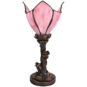 Clayre & Eef 5ll-6232 Tiffany table lamp flower pink ø 18x32 cm E14-max 1x25W