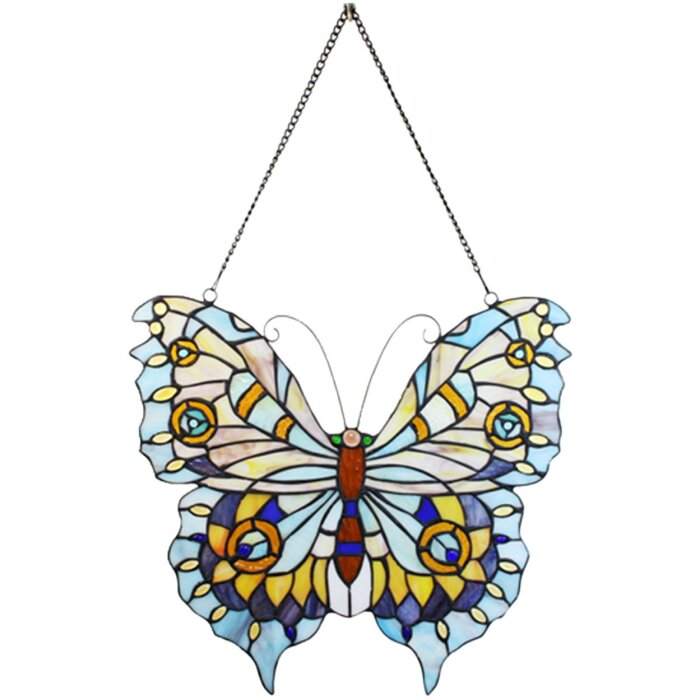 Clayre & Eef 5ll-6236 Tiffany window picture butterfly blue 40x60 cm