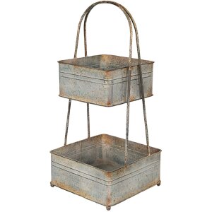 Clayre & Eef 5y1098 Etagere 2 tiers gray 29x29x66 cm