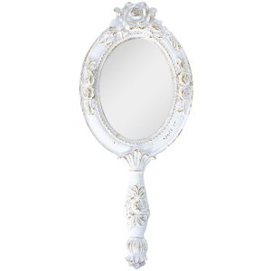 Clayre & Eef 62s263 Hand mirror white 10x1x25 cm