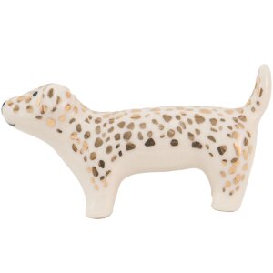 Clayre & Eef 65071 Door Knob Dog White, Gold Color...