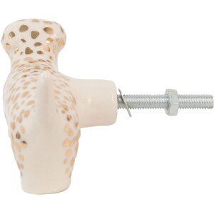 Clayre & Eef 65071 Door Knob Dog White, Gold Color...