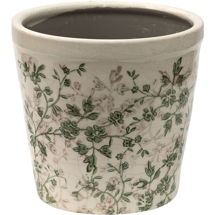 Clayre & Eef 6ce1457m Flower pot for indoor Green, Brown, Beige ø 14x13 cm