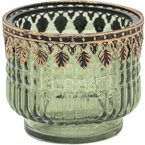 Clayre & Eef 6gl3487 Glass candle holder Green, Brown...