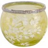 Clayre & Eef 6gl3497 Glass Candle Holder Green, White ø 10x9 cm