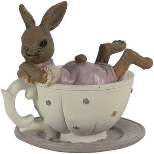 Clayre & Eef 6pr3535 decoration rabbit pink 10x8x9 cm