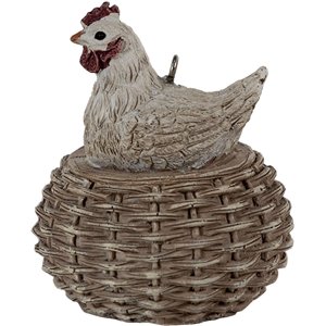 Clayre & Eef 6pr3555 Pendant Jewelry Chicken White, Brown 5x5x6 cm