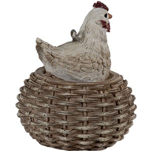 Clayre & Eef 6pr3555 Pendant Jewelry Chicken White, Brown 5x5x6 cm